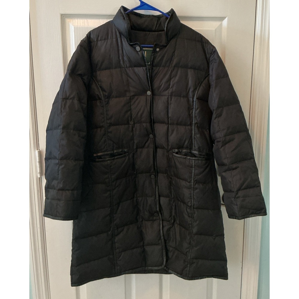 Larry Levine Down Women's Black Duck Down Quilted Winter Coat Size L